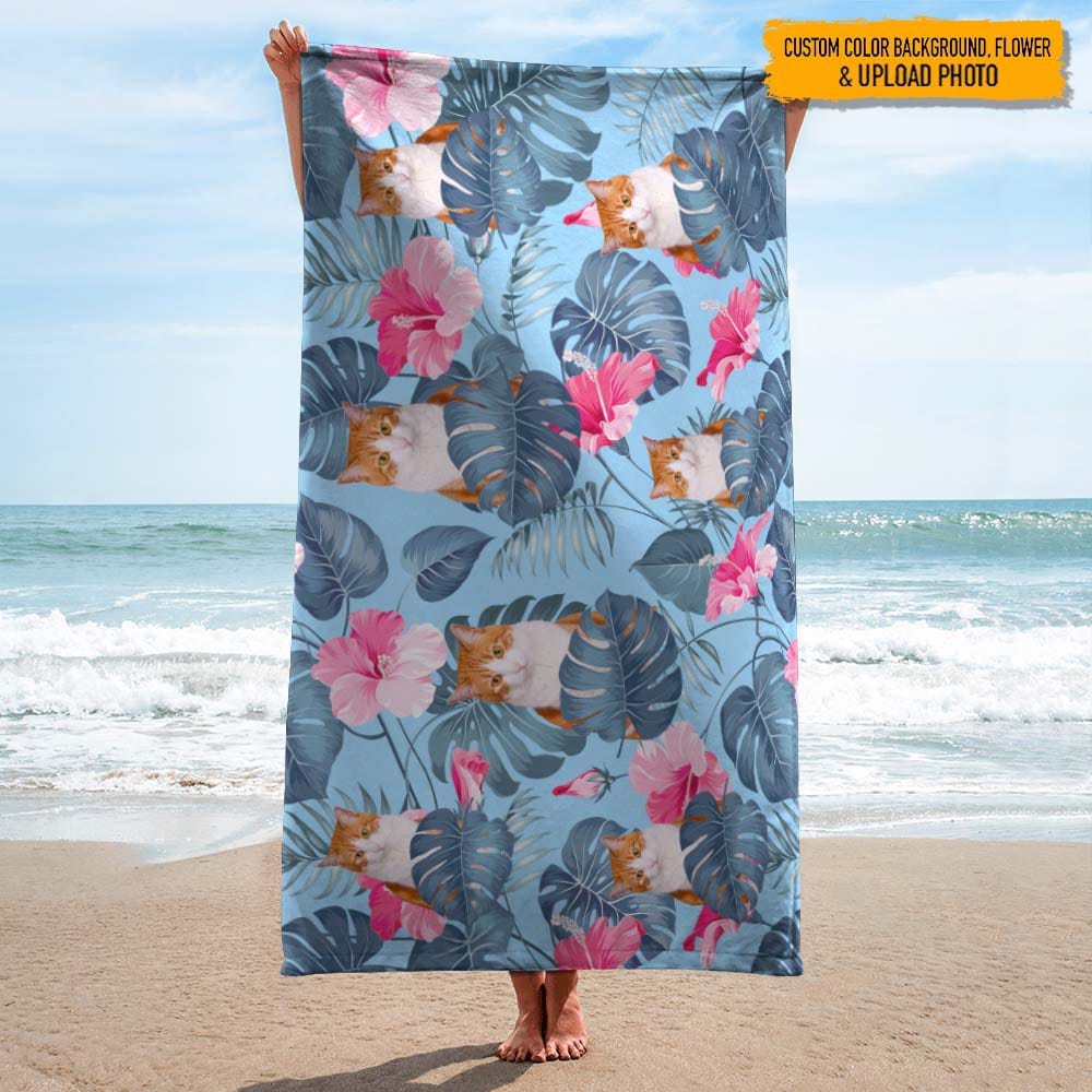 Upload Cat Photo Beach Towel, N304 888450