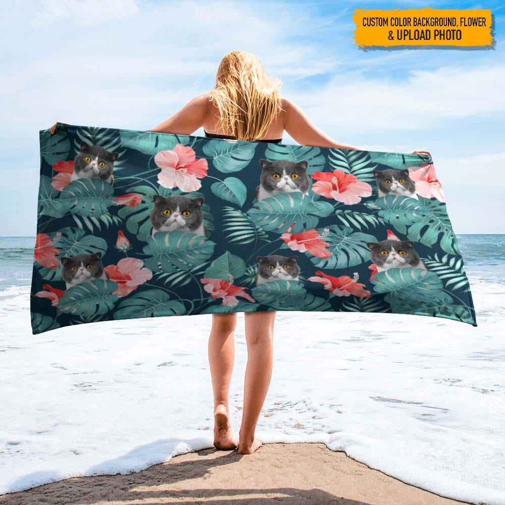Upload Cat Photo Beach Towel, N304 888450