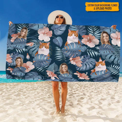 Upload Cat Photo Beach Towel, N304 888450